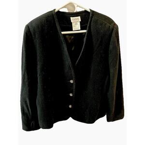 Vtg Clichy Wool black v wool cashmere cardigan grunge ,whimsigoth dark sz-12/L